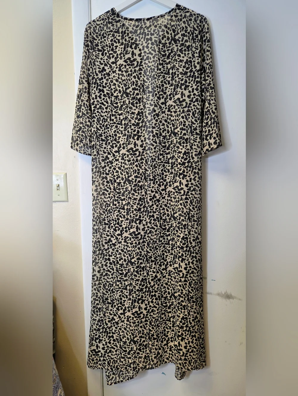 Caitlin M. Covington x Pink Lily Leopard Print Maxi Duster Kimono Size S - Picture 6 of 14
